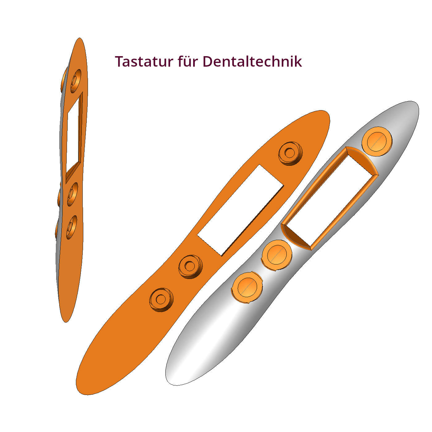 Arbeitsprobe von Freelancer 306. Eine 3D-Zeichnung eienr Tastatur für Dentaltechnik.