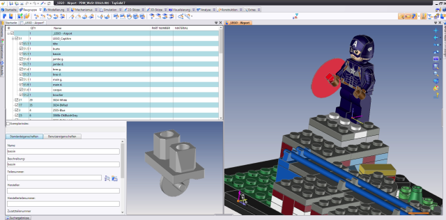 Lego in TopSolid. Neben einer Stückliste.