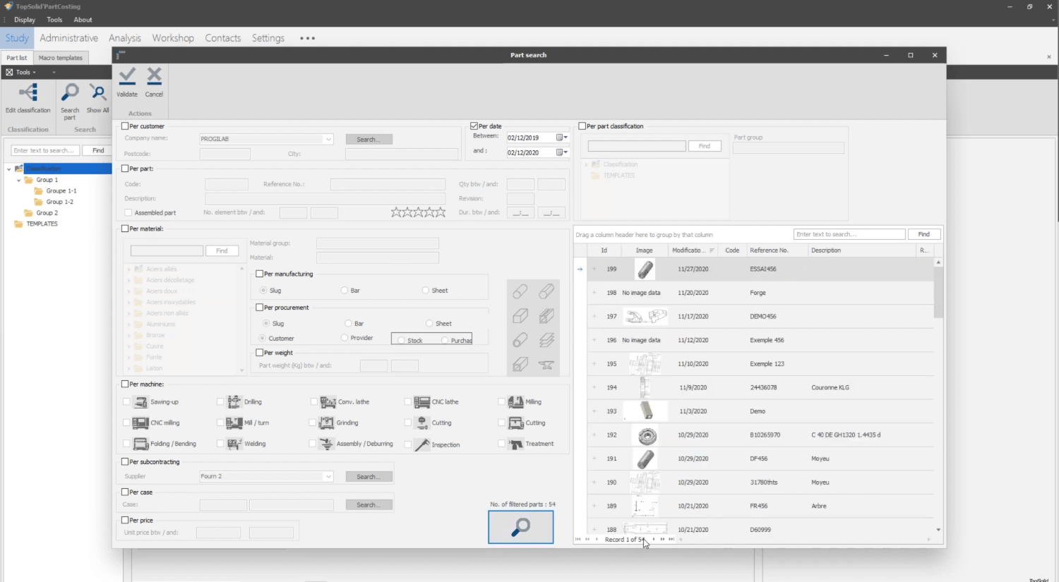 Screenshot aus TopSolid'PartCosting.