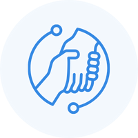 Icon wo 2 Hände zu sehen sind die einander halten.