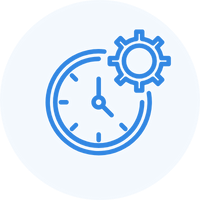 Icon mit einer Uhr und einem Zahnrad.