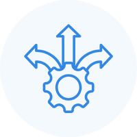 Icon mit Zahnrad und Pfeilen.
