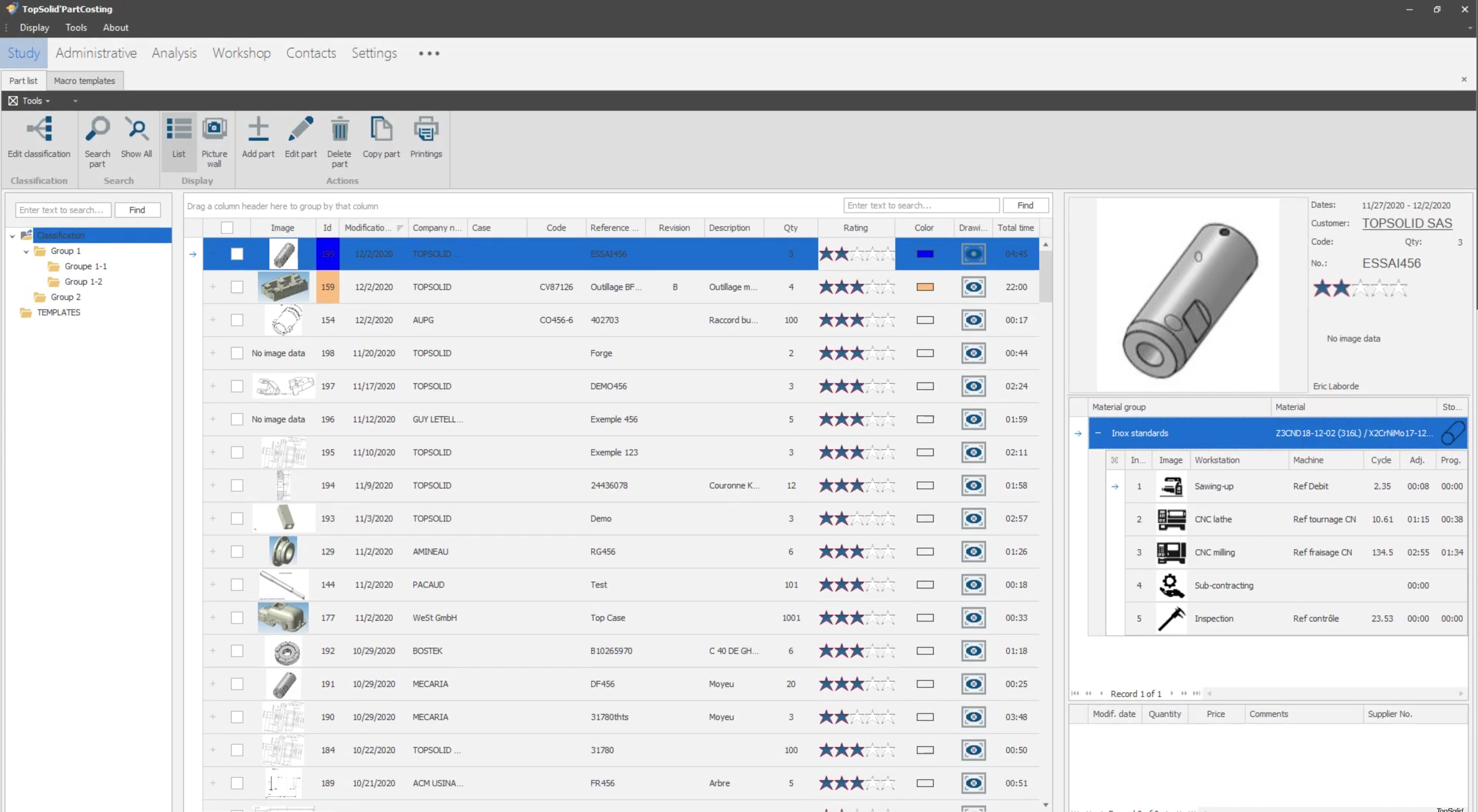 Screenshot von TopSolid'PartCosting