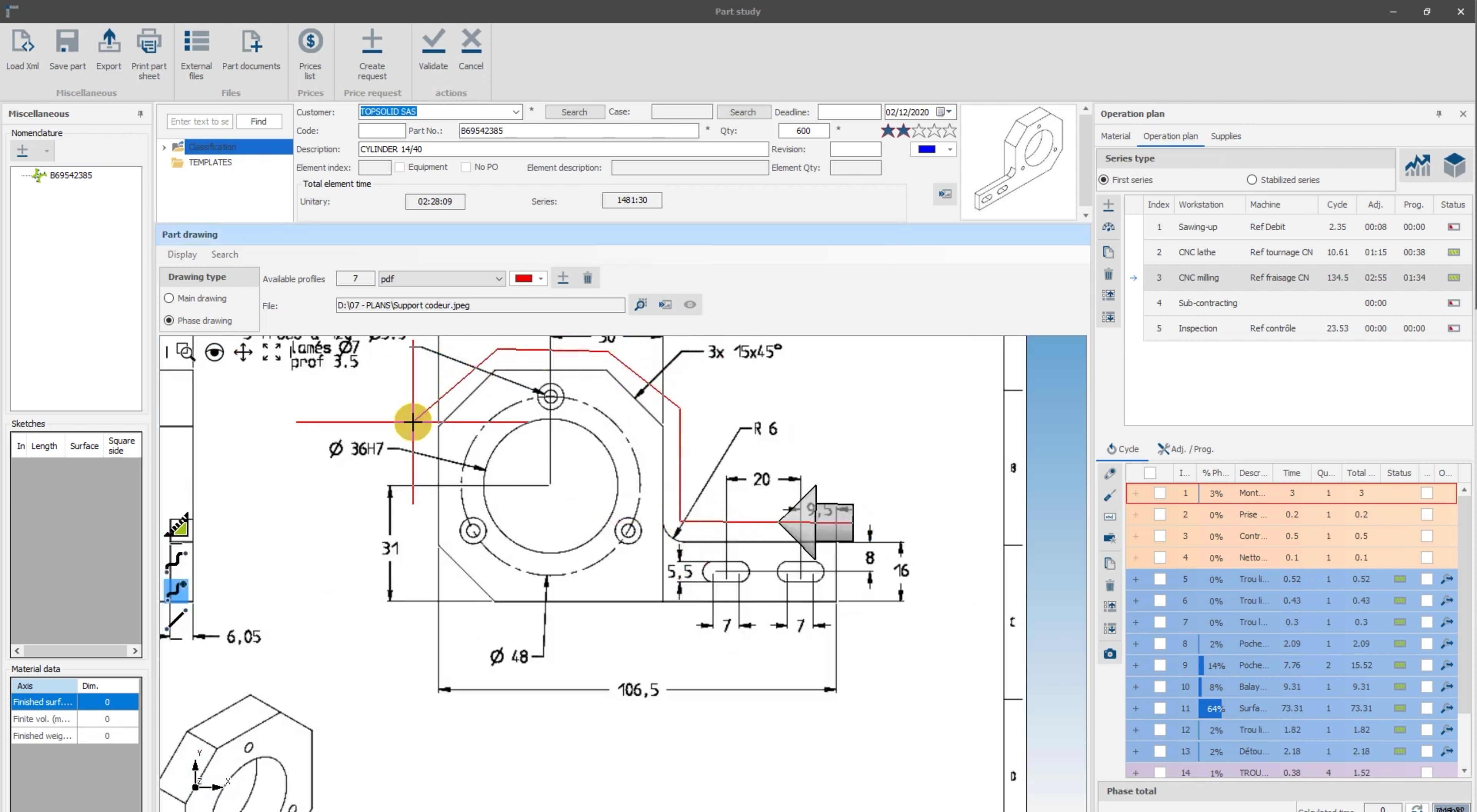 Screenshot von TopSolid'PartCosting
